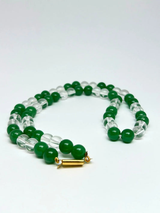 Green & White Crystal Mala